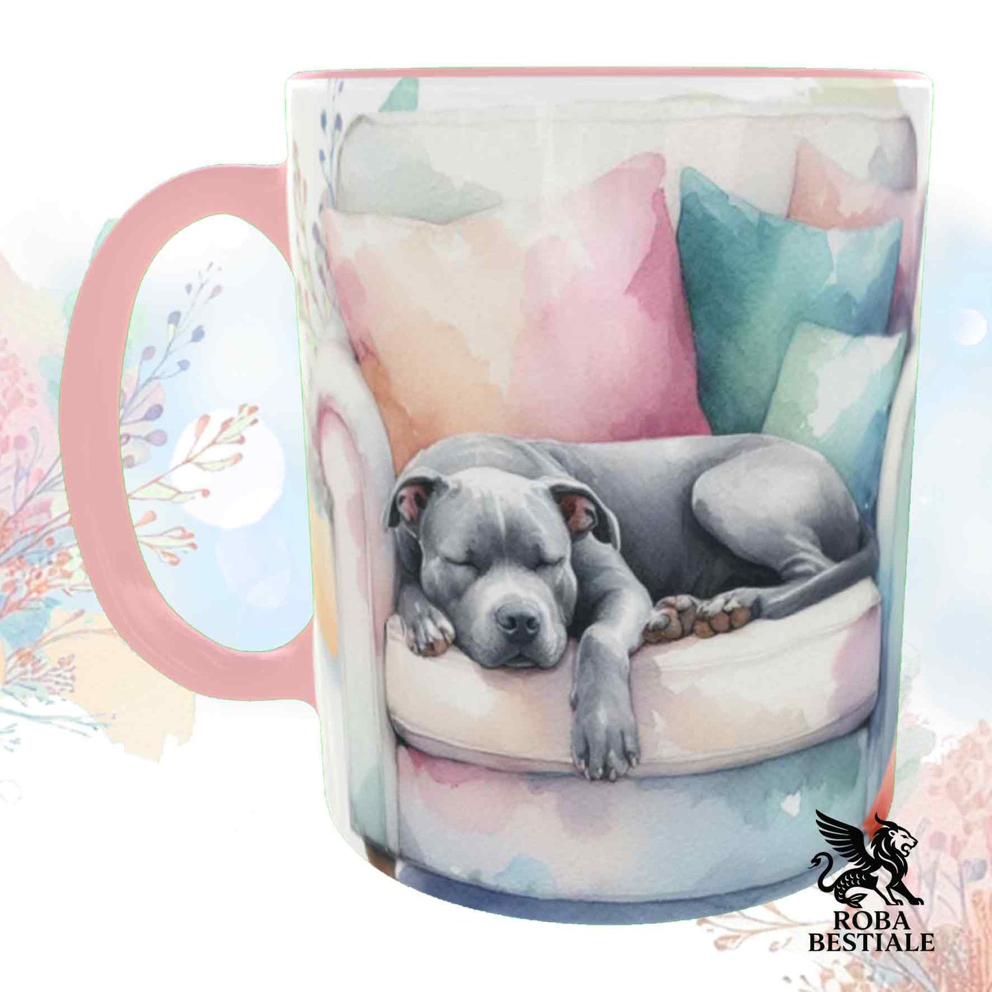 Tazza SOFT LIFE - AMERICAN STAFFODSHIRE TERRIER Grigio - In Ceramica, colore a scelta - 330 ml