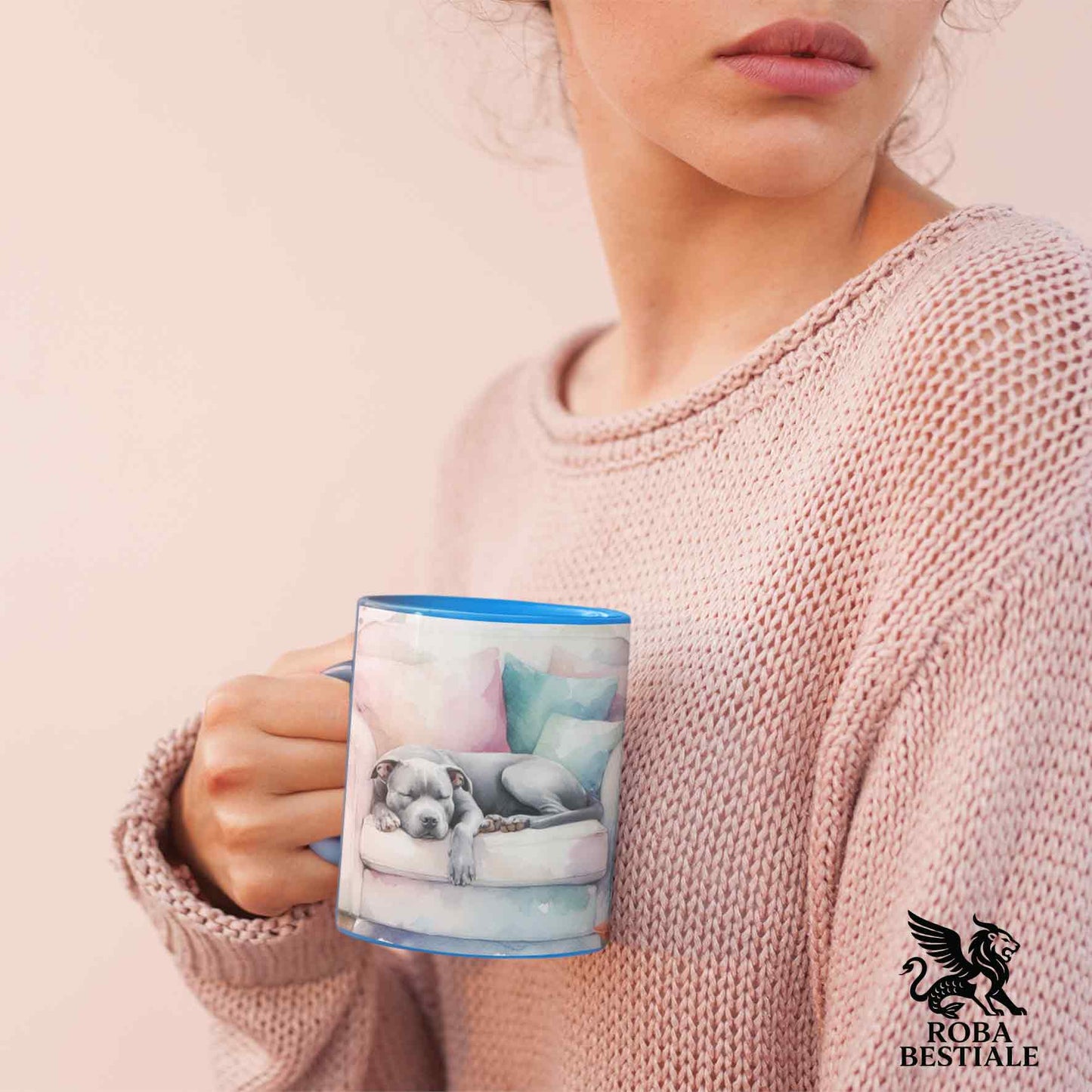 Tazza SOFT LIFE - AMERICAN STAFFODSHIRE TERRIER Grigio - In Ceramica, colore a scelta - 330 ml