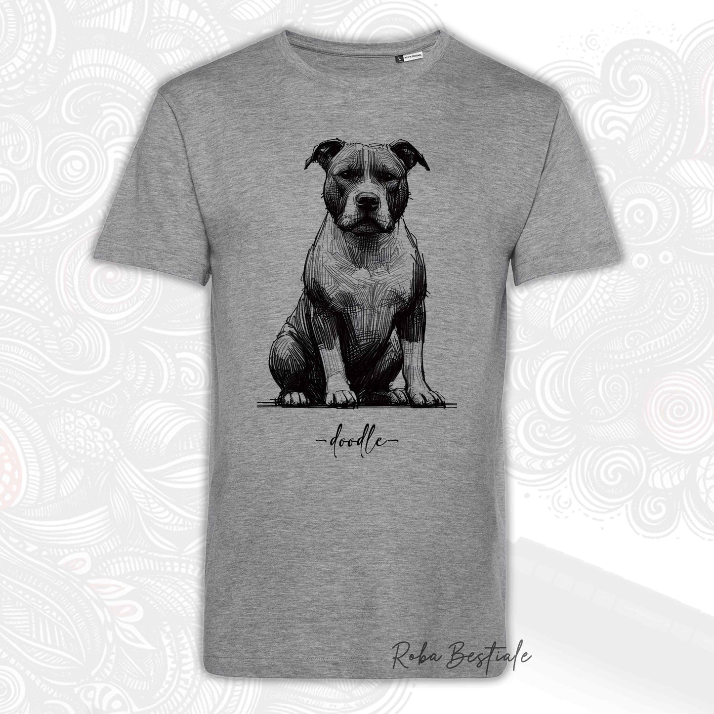 T-Shirt DOODLE - AMERICAN STAFFORDSHIRE TERRIER - Uomo o Donna, disponibile in diversi colori - dalla XS alla 5XL