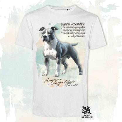 T-Shirt APPEARANCE - AMERICAN STAFFORDSHIRE TERRIER Bianco e Blu - Bianca o Beige, da Uomo o da Donna - dalla XS alla 5XL