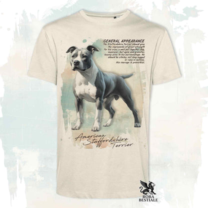 T-Shirt APPEARANCE - AMERICAN STAFFORDSHIRE TERRIER Bianco e Blu - Bianca o Beige, da Uomo o da Donna - dalla XS alla 5XL