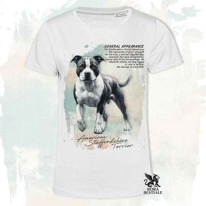 T-Shirt APPEARANCE - AMERICAN STAFFORDSHIRE TERRIER Bianco e Nero - Bianca o Beige, da Uomo o da Donna - dalla XS alla 5XL