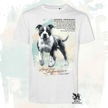 T-Shirt APPEARANCE - AMERICAN STAFFORDSHIRE TERRIER Bianco e Nero - Bianca o Beige, da Uomo o da Donna - dalla XS alla 5XL