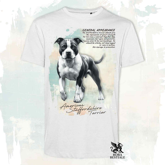 T-Shirt APPEARANCE - AMERICAN STAFFORDSHIRE TERRIER Bianco e Nero - Bianca o Beige, da Uomo o da Donna - dalla XS alla 5XL