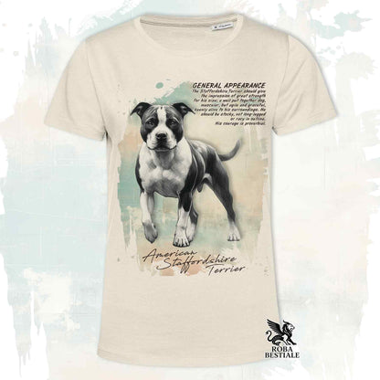 T-Shirt APPEARANCE - AMERICAN STAFFORDSHIRE TERRIER Bianco e Nero - Bianca o Beige, da Uomo o da Donna - dalla XS alla 5XL