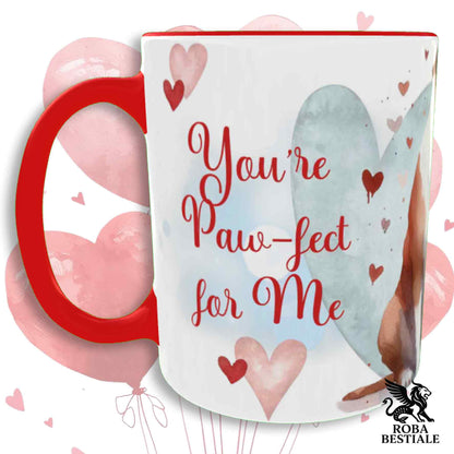 Tazza LOVE ME - AMERICAN STAFFORDSHIRE TERRIER Bianco e Rosso - In Ceramica, con dettagli Rossi - 330 ml