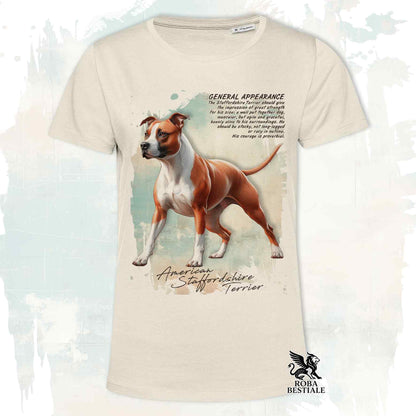 T-Shirt APPEARANCE - AMERICAN STAFFORDSHIRE TERRIER Bianco e Rosso - Bianca o Beige, da Uomo o da Donna - dalla XS alla 5XL