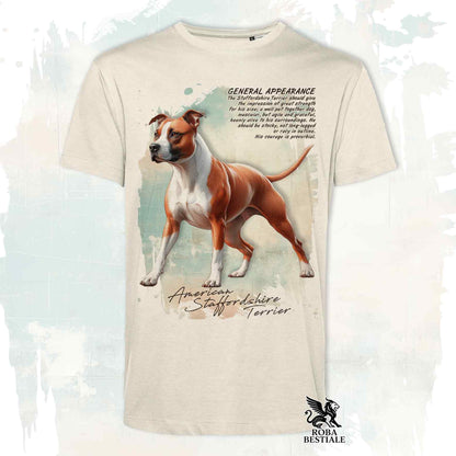 T-Shirt APPEARANCE - AMERICAN STAFFORDSHIRE TERRIER Bianco e Rosso - Bianca o Beige, da Uomo o da Donna - dalla XS alla 5XL