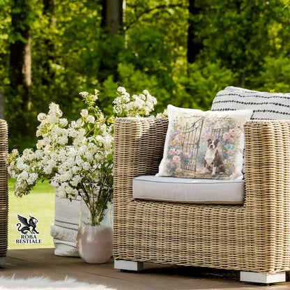 Cuscino SECRET GARDEN - AMERICAN STAFFORDSHIRE TERRIER Bianco e Tigrato - 100% Tela di Cotone - 40x40 cm