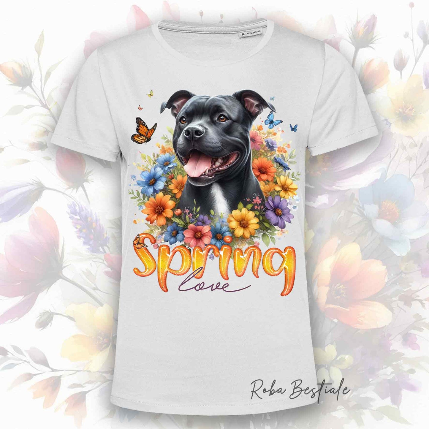 T-Shirt SPRING LOVE - AMSTAFF Nero - Uomo o Donna, Bianca o Beige - dalla XS alla 5XL