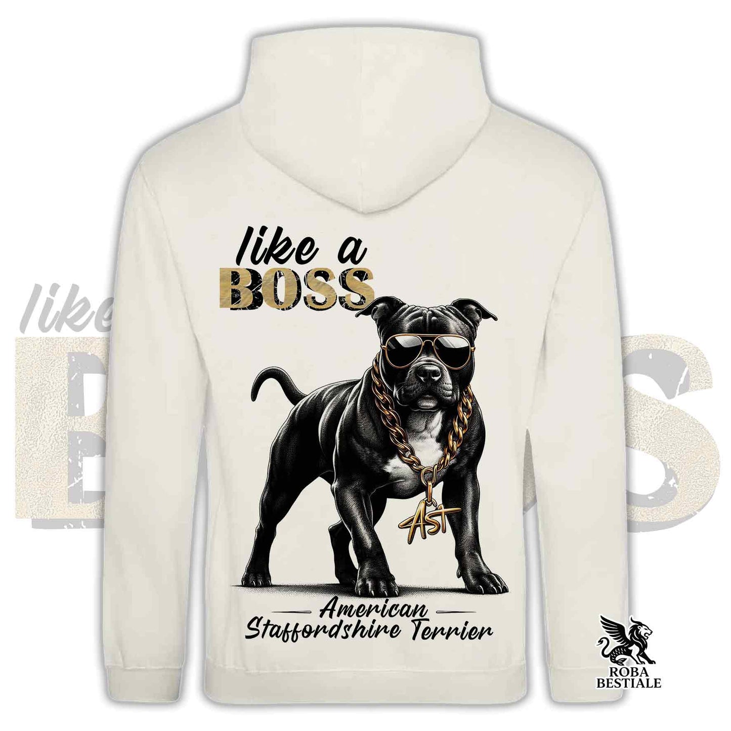 LIKE A BOSS Sweatshirt - AMSTAFF Black - Hooded with Pockets, Unisex, various colors - from XS to 3XL