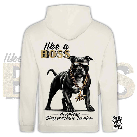 Felpa LIKE A BOSS - AMSTAFF Nero - Con Cappuccio e Tasconi, Unisex, diversi colori - dalla XS alla 3XL