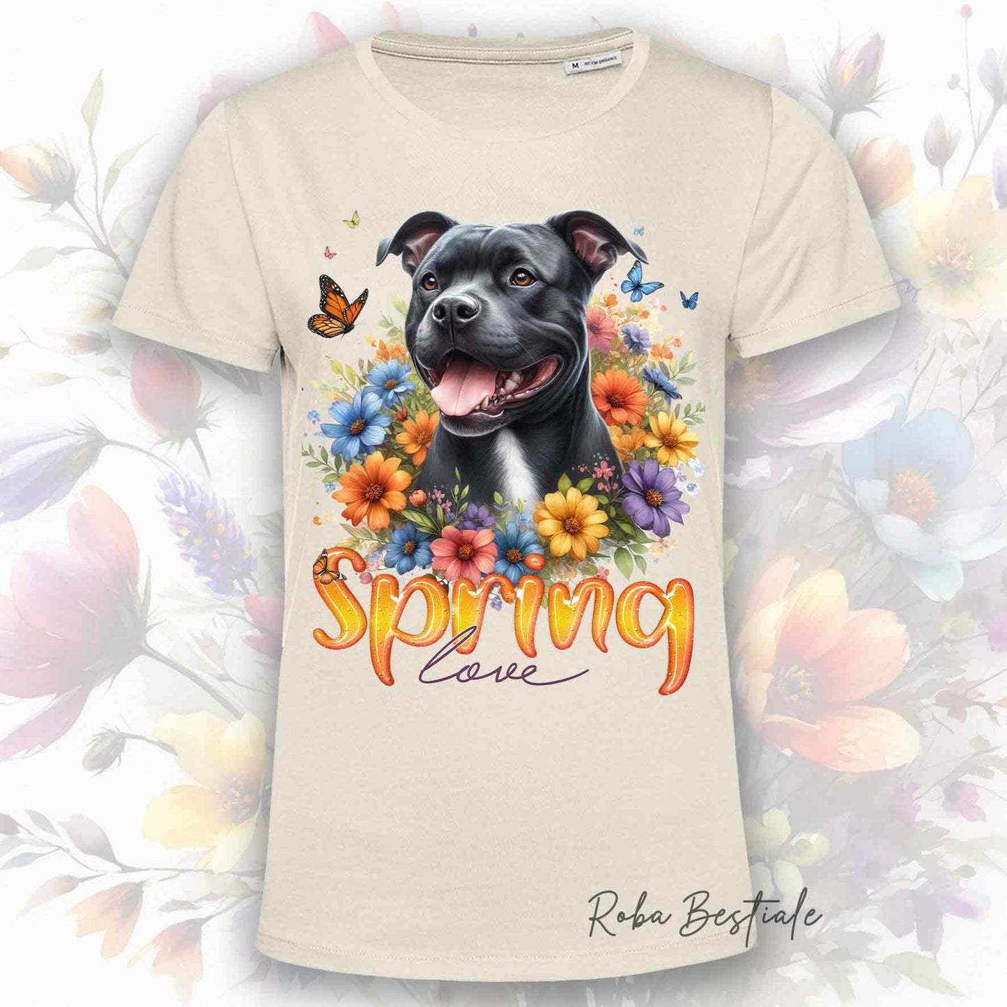 T-Shirt SPRING LOVE - AMSTAFF Nero - Uomo o Donna, Bianca o Beige - dalla XS alla 5XL