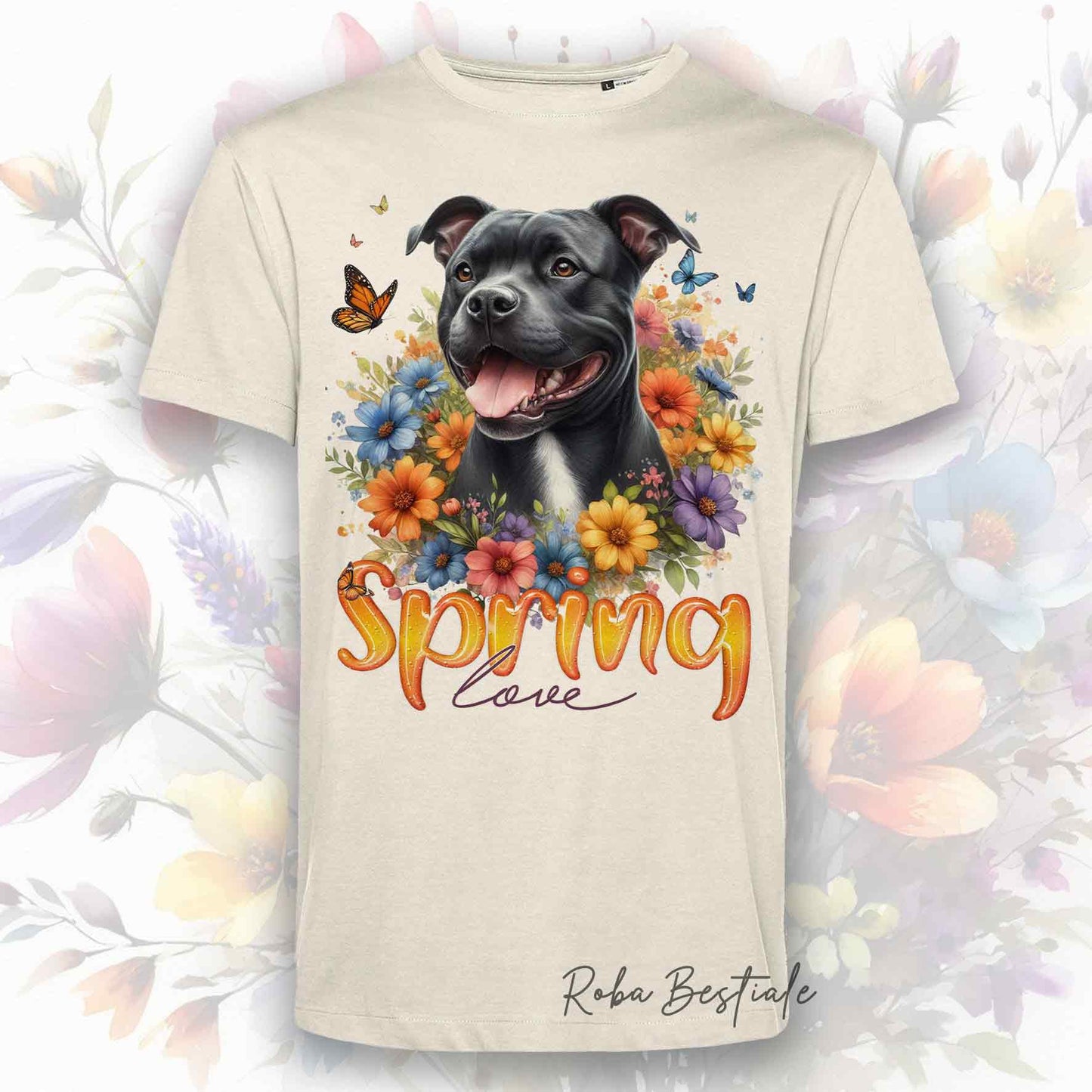 T-Shirt SPRING LOVE - AMSTAFF Nero - Uomo o Donna, Bianca o Beige - dalla XS alla 5XL
