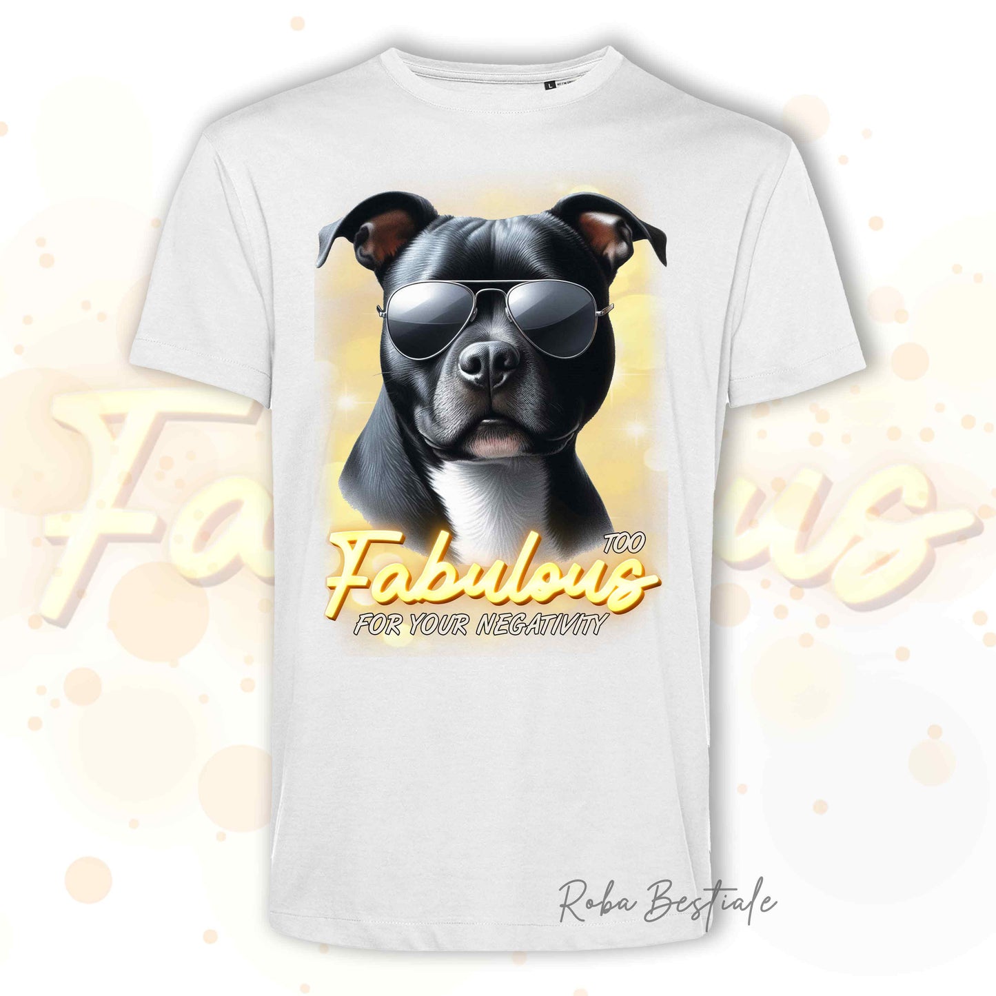 T-Shirt TOO FABULOUS - AMSTAFF Nero - 100% Cotone, Bianca o Beige, Uomo o Donna - dalla XS alla 5XL