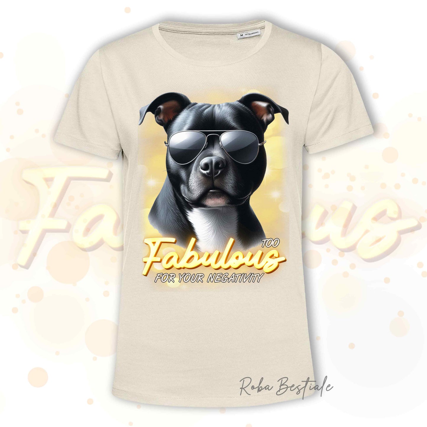 T-Shirt TOO FABULOUS - AMSTAFF Nero - 100% Cotone, Bianca o Beige, Uomo o Donna - dalla XS alla 5XL
