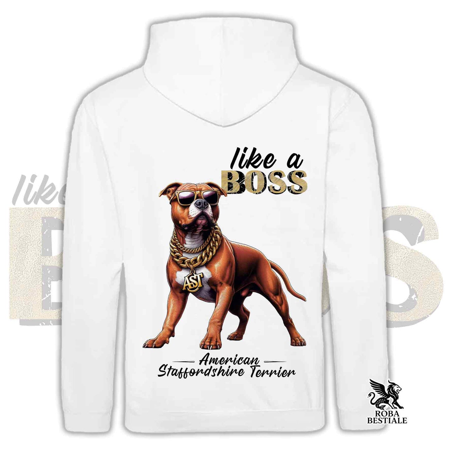 Sweat-shirt LIKE A BOSS - AMSTAFF Rouge - Avec Capuche et Grandes Poches, Unisexe, plusieurs coloris - du XS au 3XL