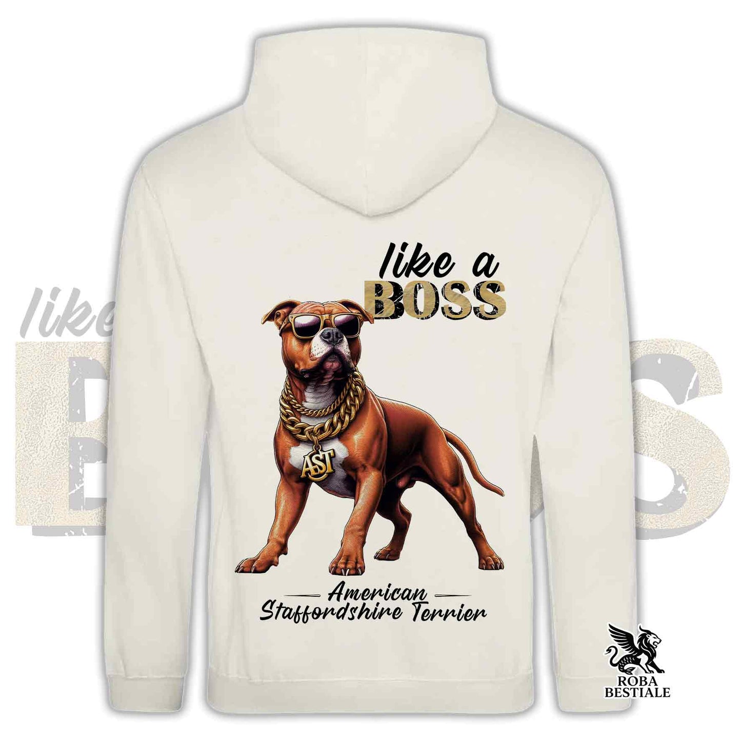 Sweat-shirt LIKE A BOSS - AMSTAFF Rouge - Avec Capuche et Grandes Poches, Unisexe, plusieurs coloris - du XS au 3XL
