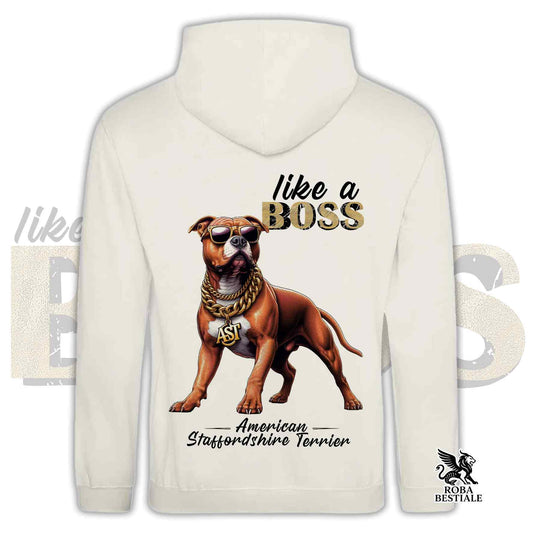 Felpa LIKE A BOSS - AMSTAFF Rosso - Con Cappuccio e Tasconi, Unisex, diversi colori - dalla XS alla 3XL