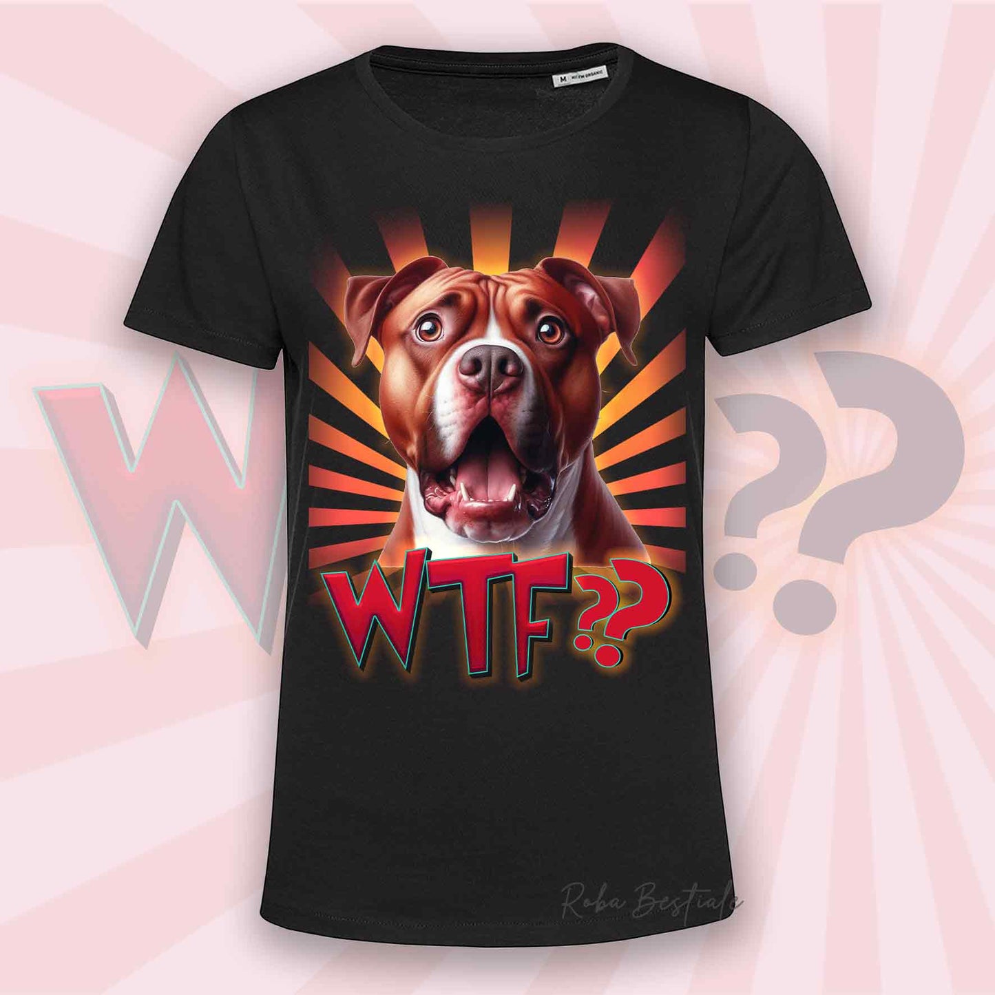 T-Shirt WTF?? - AMSTAFF Rosso - Uomo o Donna - Bianca, Beige o Nera - dalla XS alla 5XL