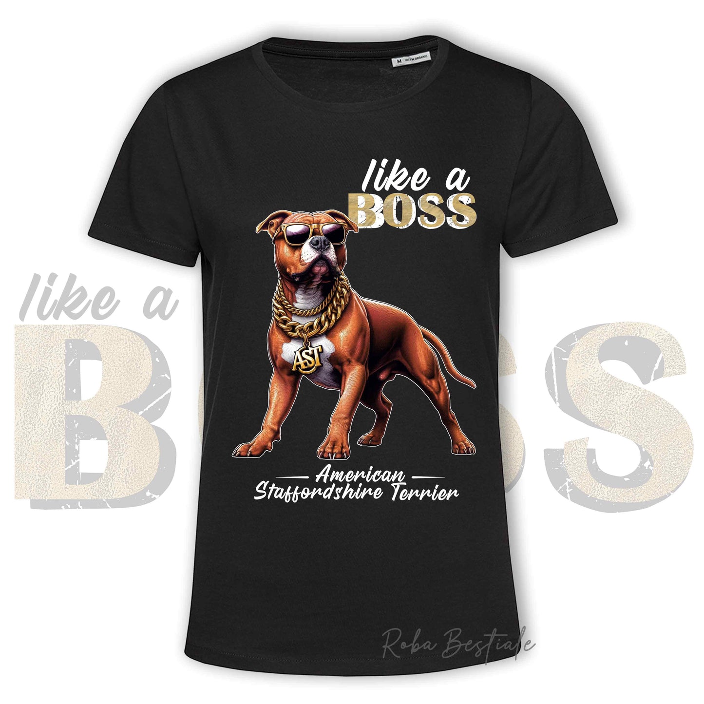 T-Shirt LIKE A BOSS - AMSTAFF Rosso - Uomo o Donna - Nera, Bianca o Beige - dalla XS alla 5XL