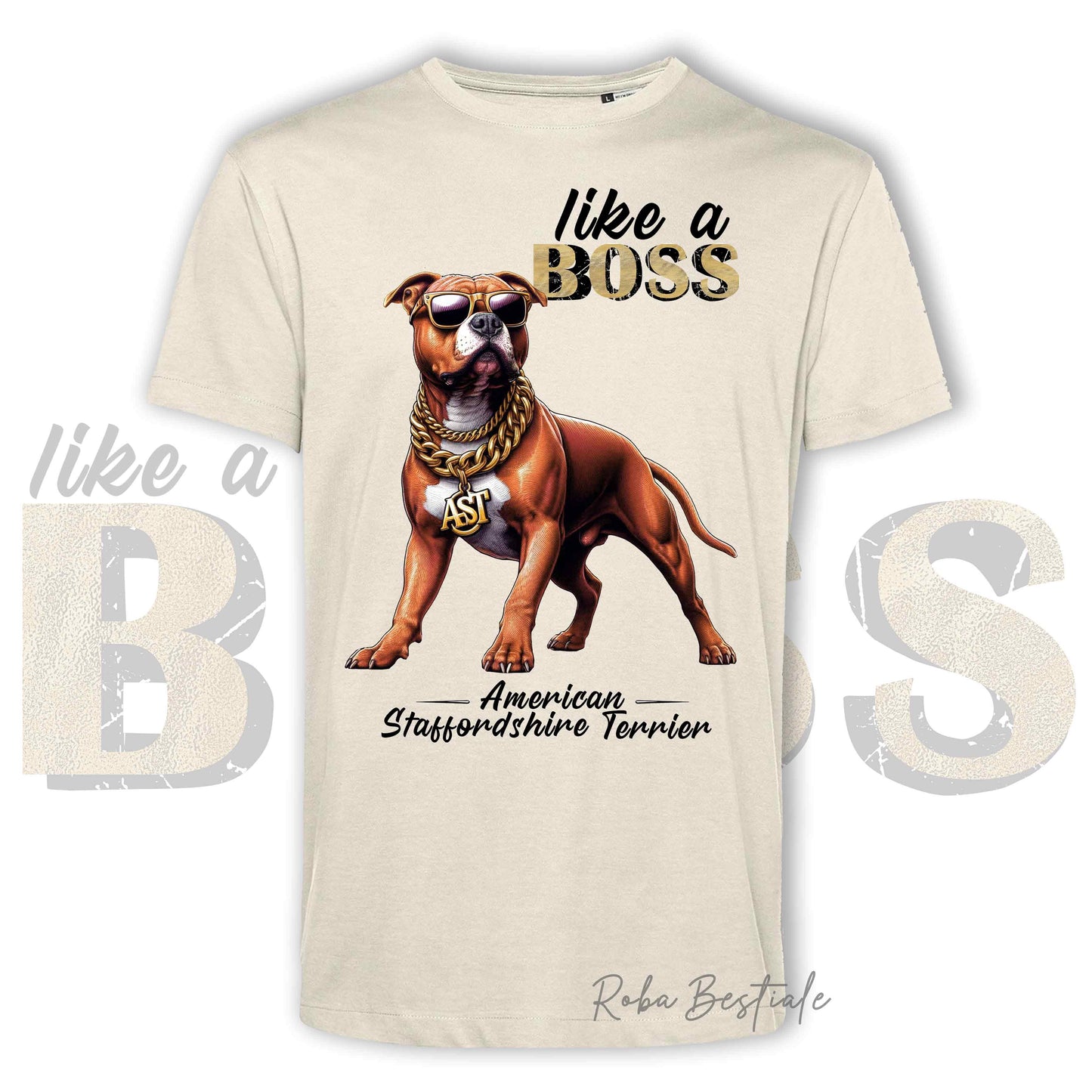 T-Shirt LIKE A BOSS - AMSTAFF Rosso - Uomo o Donna - Nera, Bianca o Beige - dalla XS alla 5XL