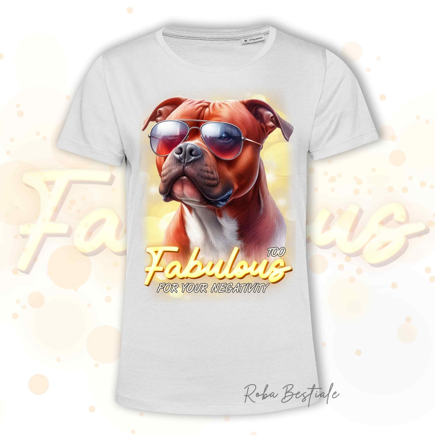 T-Shirt TOO FABULOUS - AMSTAFF Rosso - 100% Cotone, Bianca o Beige, Uomo o Donna - dalla XS alla 5XL