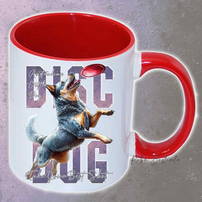 Tazza APTITUDE - DISC DOG - AUSTRALIAN CATTLE DOG Blue - In Ceramica, con manico e interno colorato - 330 ml