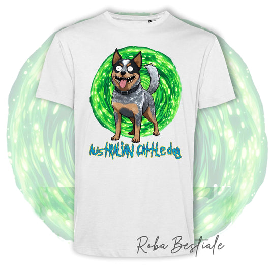 RICK &amp; MORTY T-Shirt - AUSTRALIAN CATTLE DOG Blue - White or Black - from XS to 5XL