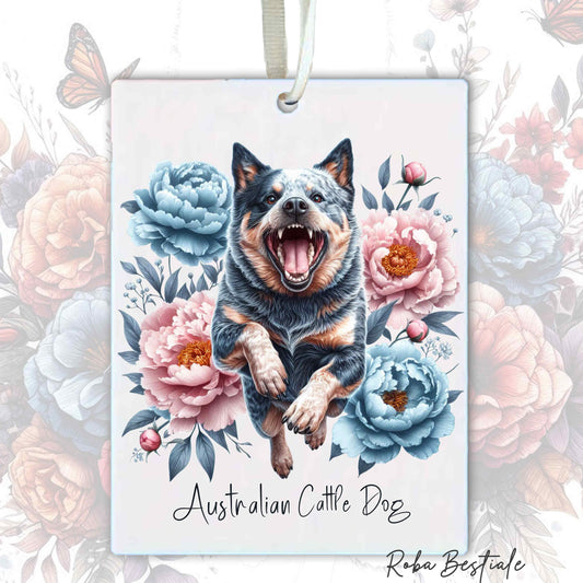 Deodorante Auto PEONY - AUSTRALIAN CATTLE DOG Blue - In Feltro, con cordino - 7,5 x 10 cm