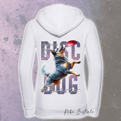 Felpa APTITUDE - DISC DOG - AUSTRALIAN CATTLE DOG Blue - Con Cappuccio e Full Zip, Uomo o Donna, in tanti colori - dalla XS alla 5XL