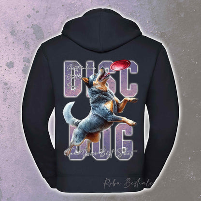 Felpa APTITUDE - DISC DOG - AUSTRALIAN CATTLE DOG Blue - Con Cappuccio e Full Zip, Uomo o Donna, in tanti colori - dalla XS alla 5XL