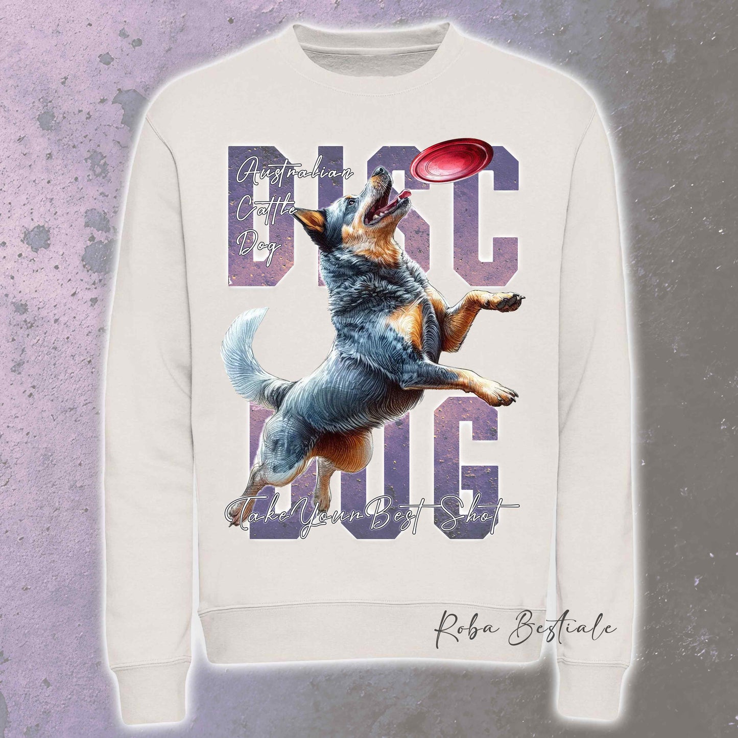 Felpa Invernale APTITUDE - DISC DOG - AUSTRALIAN CATTLE DOG Blue - Girocollo, Unisex, in tanti colori! - dalla XS alla 3XL