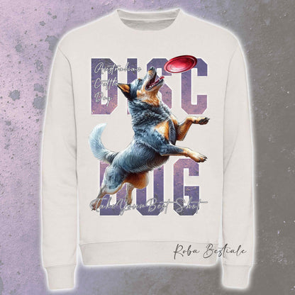 Felpa Invernale APTITUDE - DISC DOG - AUSTRALIAN CATTLE DOG Blue - Girocollo, Unisex, in tanti colori! - dalla XS alla 3XL