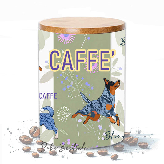 Barattolo CAFFE' - AUSTRALIAN CATTLE DOG Blue - In Ceramica, Tappo in legno con guarnizione