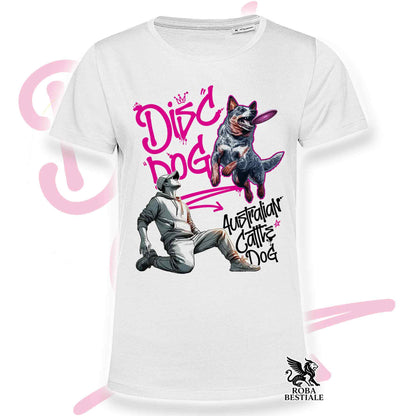 T-Shirt DISC DOG Graffiti "BOY" - AUSTRALIAN CATTLE DOG Blue - Bianca, colore dettagli a scelta - dalla XS alla 5XL