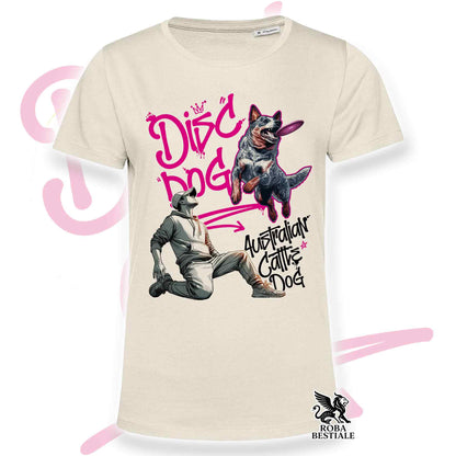 T-Shirt DISC DOG Graffiti "BOY" - AUSTRALIAN CATTLE DOG Blue - Off White, colore dettagli a scelta - dalla XS alla 2XL