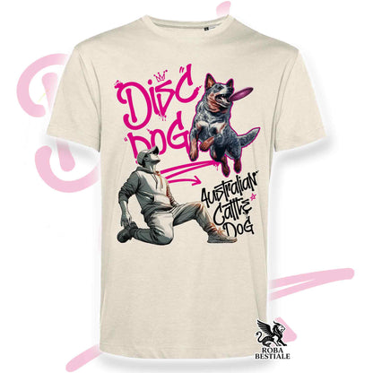 T-Shirt DISC DOG Graffiti "BOY" - AUSTRALIAN CATTLE DOG Blue - Off White, colore dettagli a scelta - dalla XS alla 2XL