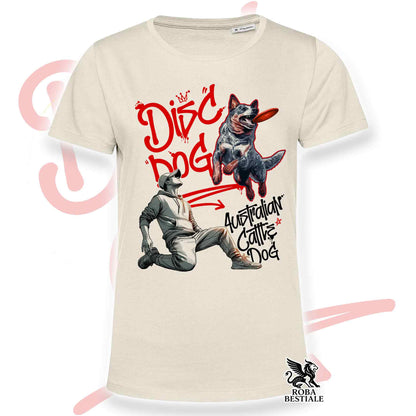 T-Shirt DISC DOG Graffiti "BOY" - AUSTRALIAN CATTLE DOG Blue - Off White, colore dettagli a scelta - dalla XS alla 2XL