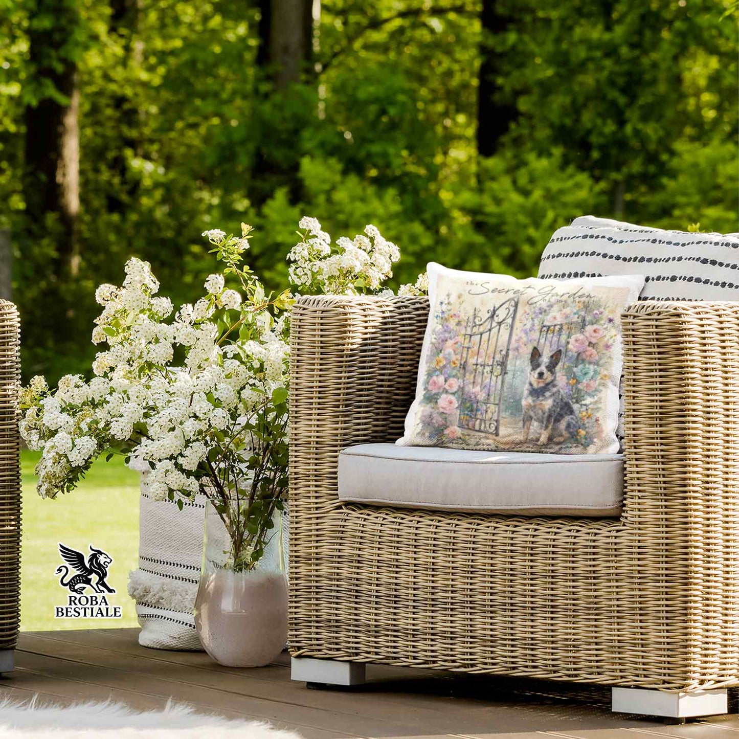 SECRET GARDEN Cushion - AUSTRALIAN CATTLE DOG Blue - 100% Cotton Canvas - 40x40 cm