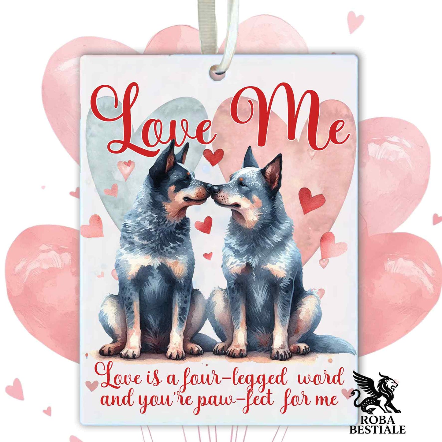 Deodorante Auto LOVE ME - AUSTRALIAN CATTLE DOG Blue - In Feltro, con cordino - 7,5 x 10 cm