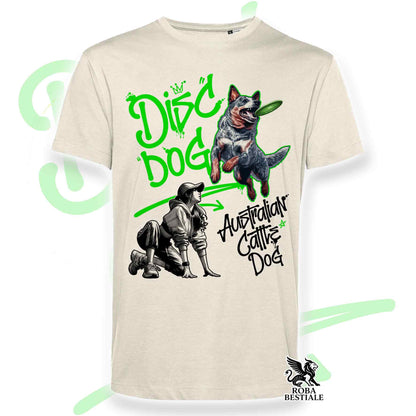 T-Shirt DISC DOG Graffiti "GIRL" - AUSTRALIAN CATTLE DOG Blue - Off White, colore dettagli a scelta - dalla XS alla 2XL
