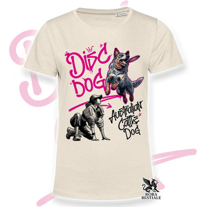 T-Shirt DISC DOG Graffiti "GIRL" - AUSTRALIAN CATTLE DOG Blue - Off White, colore dettagli a scelta - dalla XS alla 2XL