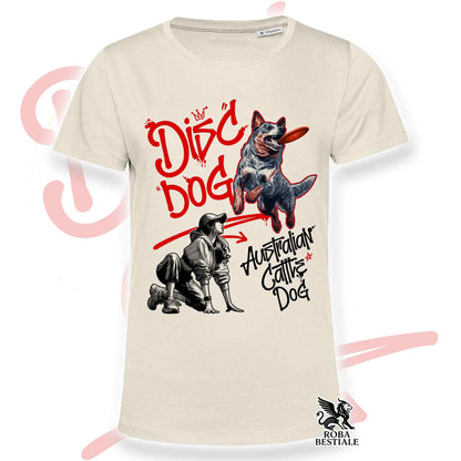 T-Shirt DISC DOG Graffiti "GIRL" - AUSTRALIAN CATTLE DOG Blue - Off White, colore dettagli a scelta - dalla XS alla 2XL