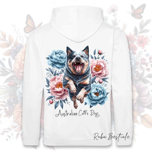 Felpa PEONY - AUSTRALIAN CATTLE DOG Blue - Con Cappuccio e Tasconi, Unisex, in tanti colori - dalla XS alla 5XL