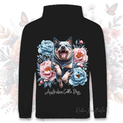 Felpa PEONY - AUSTRALIAN CATTLE DOG Blue - Con Cappuccio e Tasconi, Unisex, in tanti colori - dalla XS alla 5XL