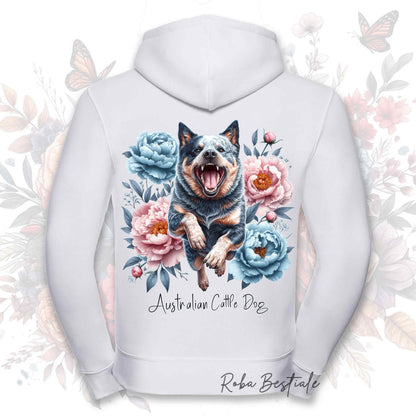Felpa PEONY - AUSTRALIAN CATTLE DOG Blue - Con Cappuccio e Full Zip, Uomo o Donna, in tanti colori - dalla XS alla 5XL