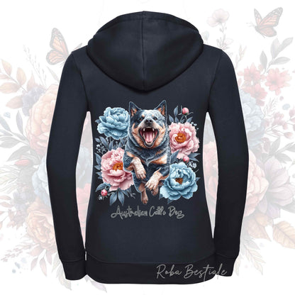 Felpa PEONY - AUSTRALIAN CATTLE DOG Blue - Con Cappuccio e Full Zip, Uomo o Donna, in tanti colori - dalla XS alla 5XL