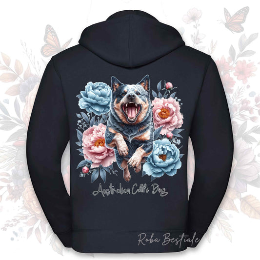 Felpa PEONY - AUSTRALIAN CATTLE DOG Blue - Con Cappuccio e Full Zip, Uomo o Donna, in tanti colori - dalla XS alla 5XL