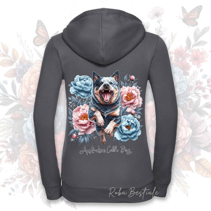 Felpa PEONY - AUSTRALIAN CATTLE DOG Blue - Con Cappuccio e Full Zip, Uomo o Donna, in tanti colori - dalla XS alla 5XL